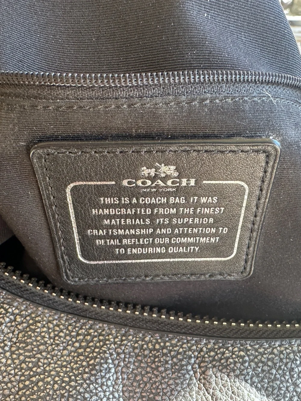 Coach Black Pebbled Leather Shoulder Bag with Silver Hardware
